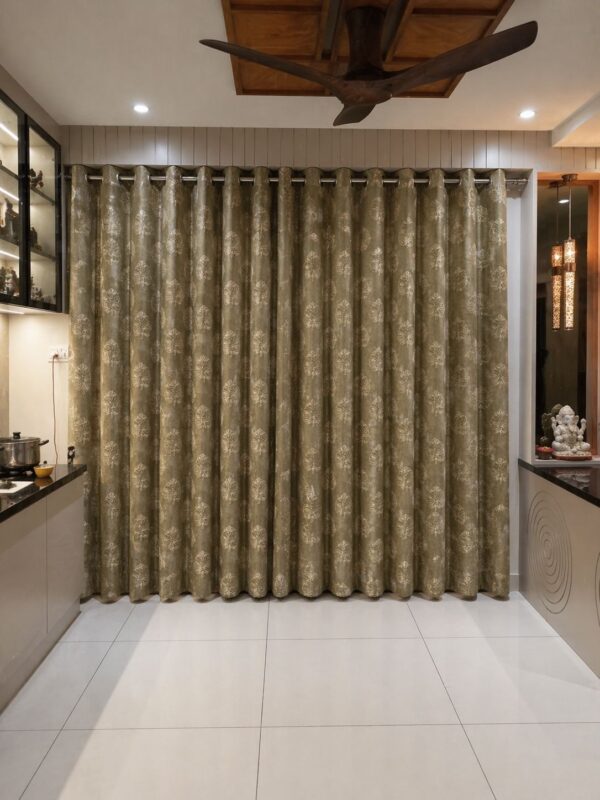 Olive taupe leather foil Blackout curtain