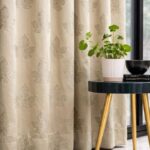 cream beige with golden beige leaf pattern blackout
