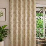 cream beige with golden beige leaf pattern blackout