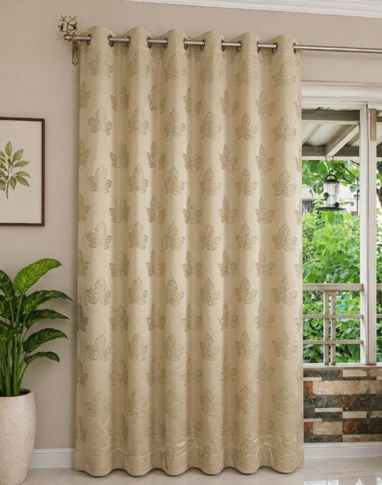 cream beige with golden beige leaf pattern blackout