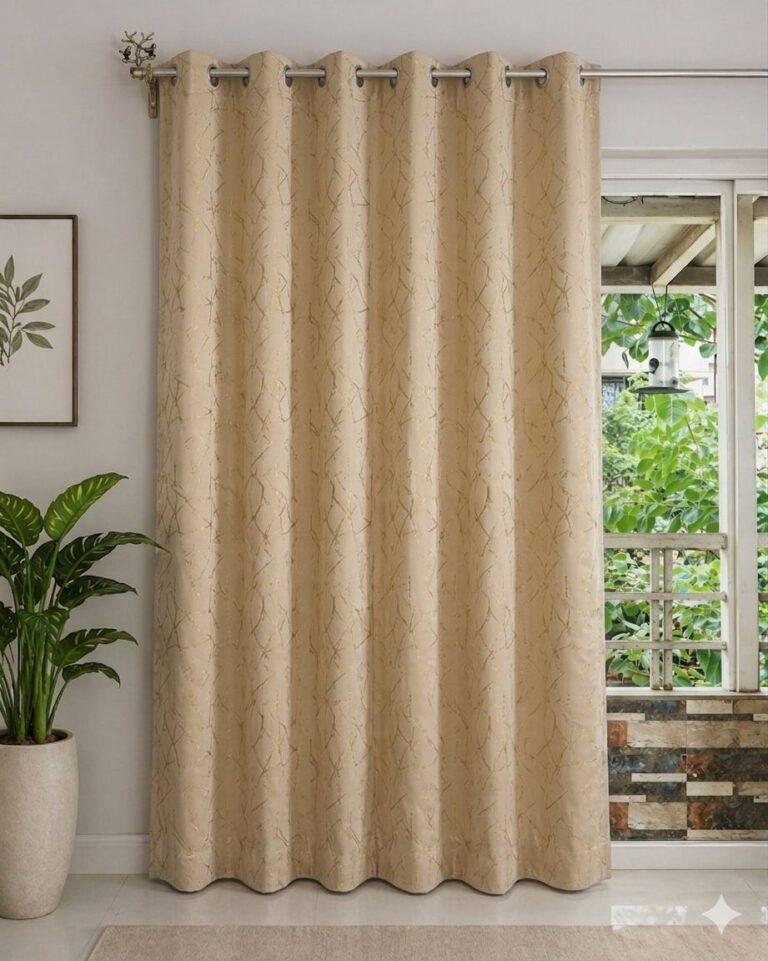 Champagne beige foil/Light sand foil heavy blackout curtain