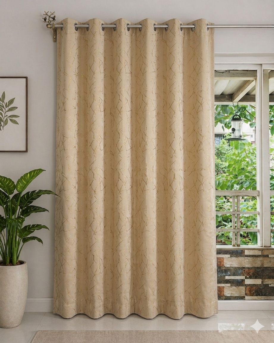 Champagne beige foil/Light sand foil heavy blackout curtain