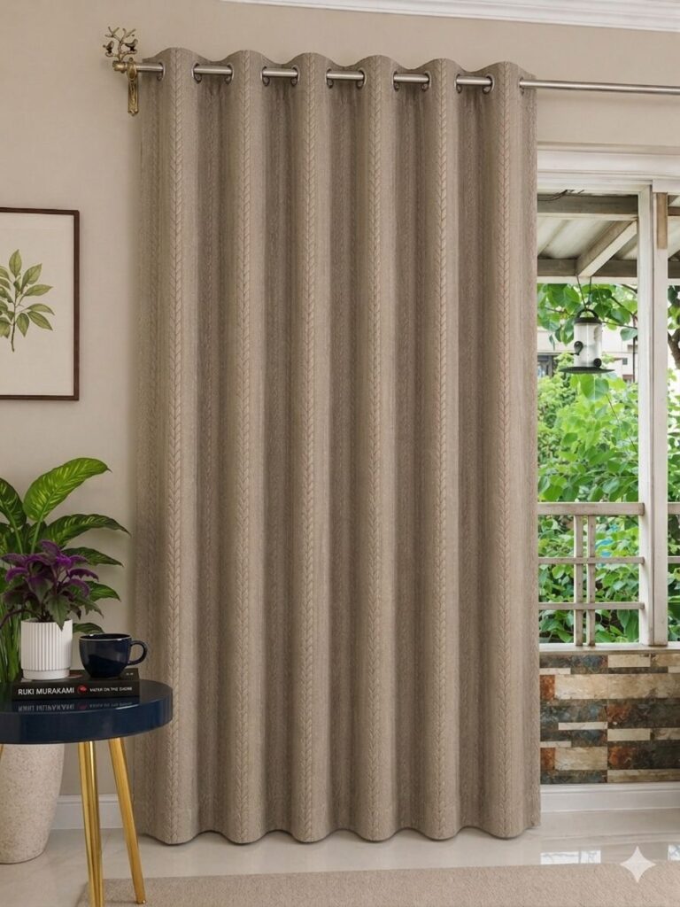 Cream color embose blackout curtain
