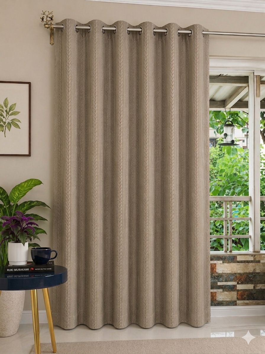 Cream color embose blackout curtain