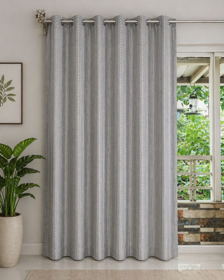 Grey color embose blackout curtain